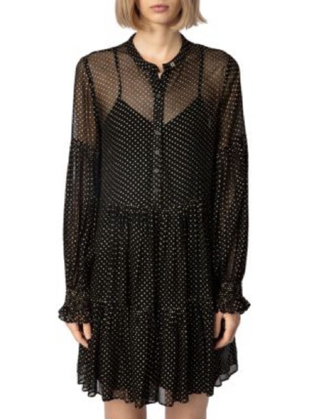 NWT Zadig & Voltaire Randy Mousseline Sparle Noir Dress